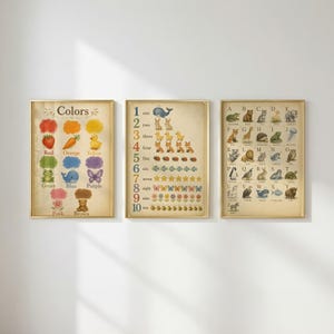 Set van 3 educatieve posters, muurdecoratie voor de speelkamer, kinderkamerdecoratie - Direct te downloaden afbeelding 9