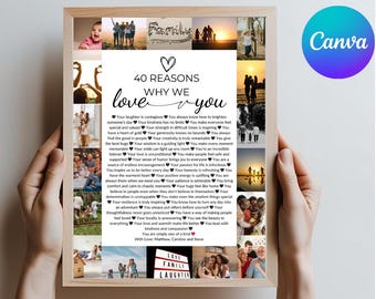40 Reasons We Love You - Personalized 40th Birthday Gift (Digital Download)