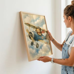 Lámina decorativa vintage de avión para habitación infantil - Decoración para habitación de niños - Descarga instantánea imagen 2