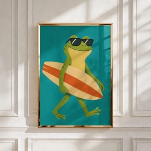 Surfing Frog Print, Whimsical Animal Nursery Wall Art (Digital Download) image 7