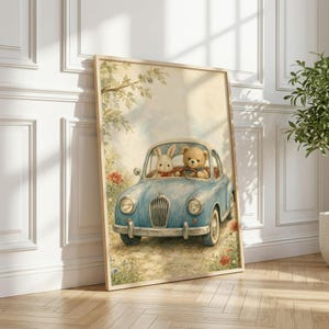 Vintage Car Nursery Wall Art, Printable Kids Room Decor, Baby Shower Gift Ideas image 5