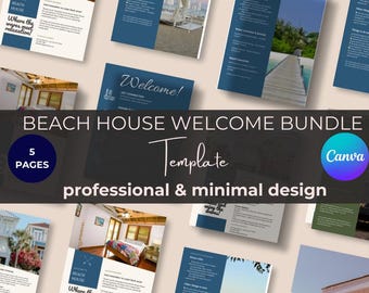 Beach House Welcome Book | Airbnb Rental Guide | Editable Canva Template