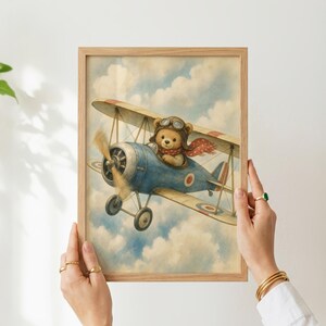 Lámina decorativa vintage de avión para habitación infantil - Decoración para habitación de niños - Descarga instantánea imagen 6