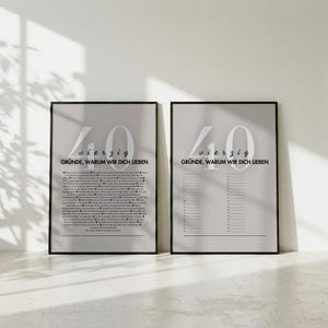 Personalisiertes Geschenk zum 40. Geburtstag – Poster + Gästebuch, 40 Gründe warum wir dich lieben, Canva Vorlage image 3
