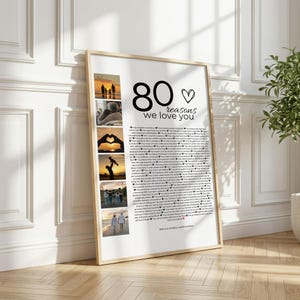 80th Birthday Photo Collage: Custom '80 Reasons' Gift, 80th Birthday Decorations (Canva Template) image 4