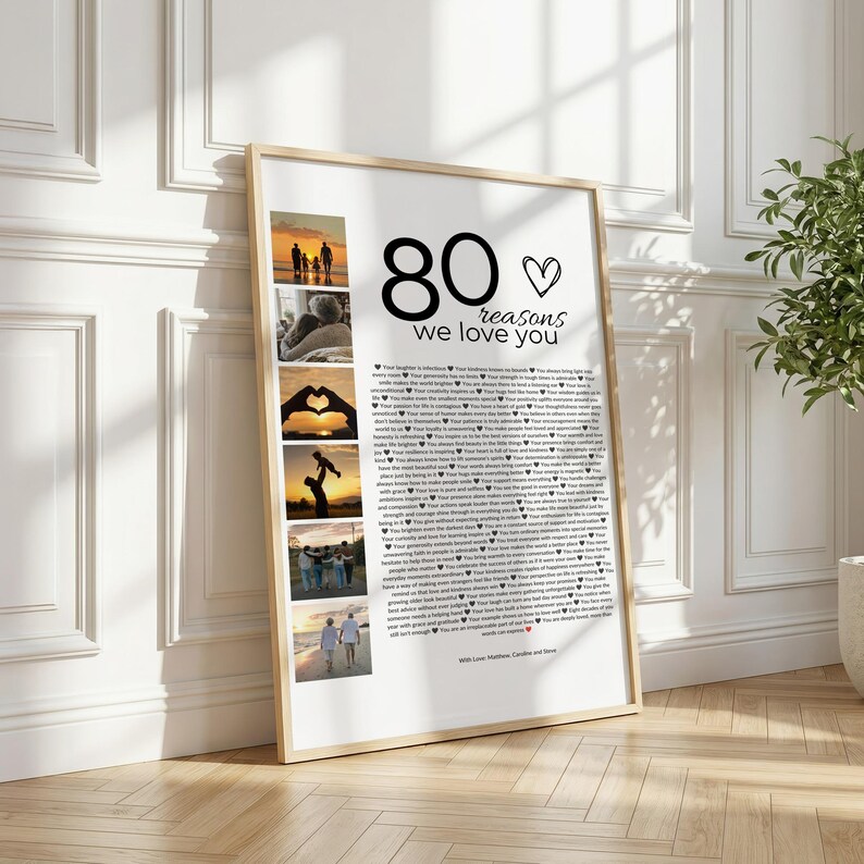 80th Birthday Photo Collage: Custom '80 Reasons' Gift, 80th Birthday Decorations (Canva Template) image 4