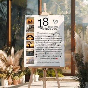 18 Reasons We Love You Photo Collage + Guest Book, 18th Birthday Gift, Editable Canva Template image 5
