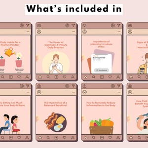 Peut inclure: Une mosa&iuml;que de neuf publications Instagram avec des fonds roses et du texte blanc. Les publications offrent des conseils sur la sant&eacute; et le bien-&ecirc;tre, notamment des habitudes quotidiennes pour un &eacute;tat d'esprit positif, le pouvoir de la gratitude, l'importance de la planification pour r&eacute;duire le stress, les signes d'&eacute;puisement professionnel et comment s'en remettre, comment le fait de rester assis trop longtemps affecte votre corps et votre cerveau, l'importance d'un petit-d&eacute;jeuner &eacute;quilibr&eacute;, comment r&eacute;duire naturellement l'inflammation dans le corps et comment les douches froides profitent &agrave; votre syst&egrave;me immunitaire.