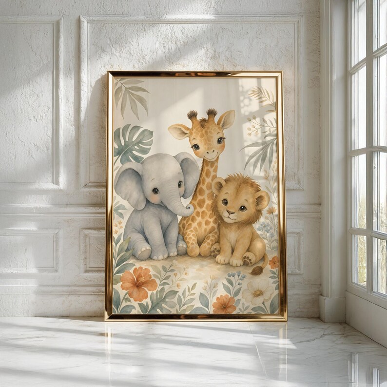 Safari Nursery Decor - Baby Animal Prints, Kids Room Art - Printable Digital Download image 3