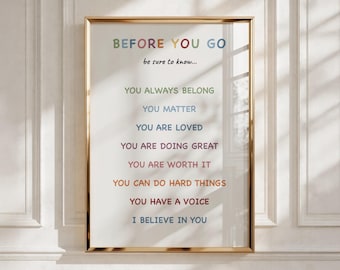 Kids Affirmation Poster, Classroom Decor, Calm Corner Art (Digital Download)