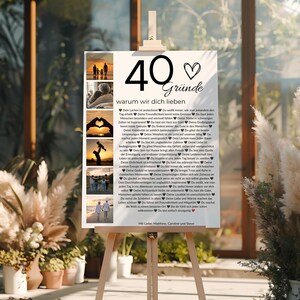 Personalisiertes Geschenk zum 40. Geburtstag – Fotocollage, 40 Gründe warum wir dich lieben, Canva Vorlage image 5