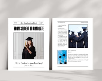 Editable Graduation Newspaper Template: Senior Photo Prop (Canva Download)