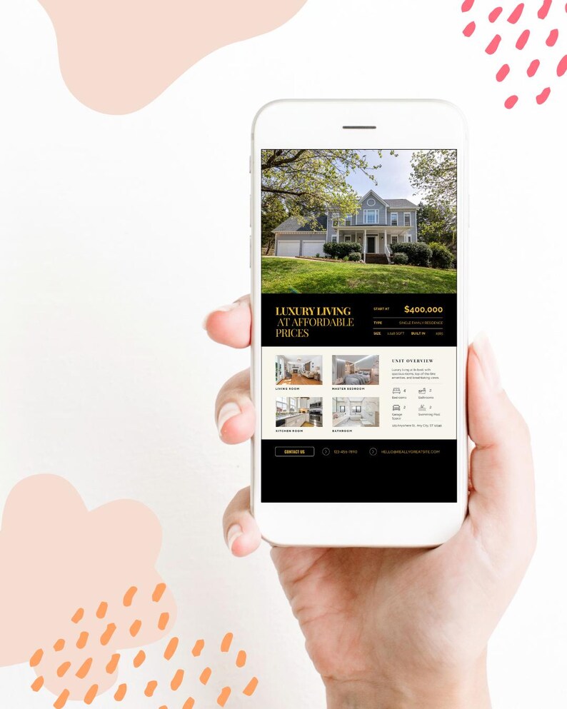 Lyxig fastighetsflyer och gårdsskylt Canva-mall: Marknadsföringspaket för öppet hus bild 7