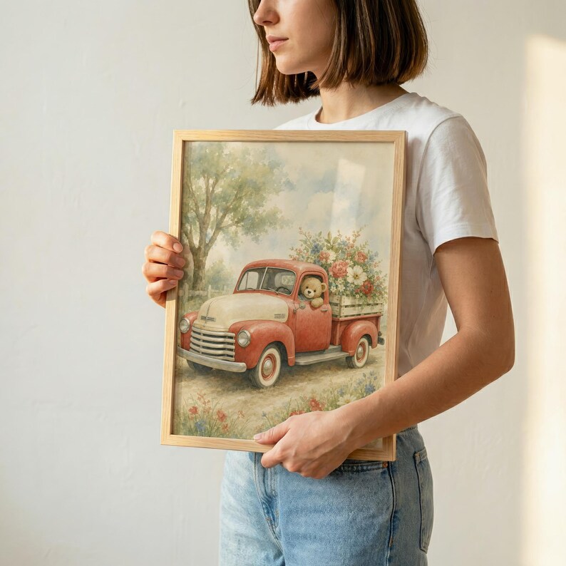 Vintage Truck Nursery Wall Art, Kids Room Decor, Playroom Print - Baby Shower Gift image 5