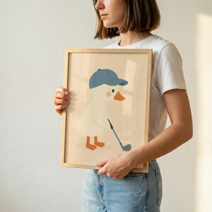 Sztuka ścienna do pokoju dziecięcego w stylu vintage z motywem golfa, nadruk z kaczką golfową, dekoracja pokoju dla chłopców, prezent na baby shower zdjęcie 4