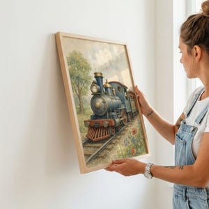 Vintage Train Nursery Wall Art, Kids Room Decor, Printable Download, Baby Shower Gift image 2