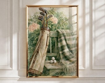 Vintage Golf Art, Clubhouse Corner - Boys Room Decor, Playroom Printable Download