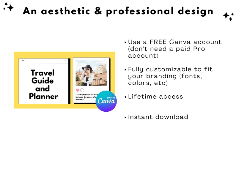 Modello modificabile per pianificatore di viaggio: guida minimalista Canva (download immediato) immagine 6