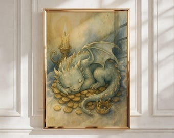 Dragon Nursery Print, Fantasy Kids Room Art, Baby Shower Gift, Playroom Decor