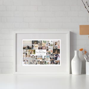 K&ouml;nnte beinhalten: Ein wei&szlig;er gerahmter Foto-Collage eines Hochzeitstages mit dem Text "Our Best Day" in der Mitte.