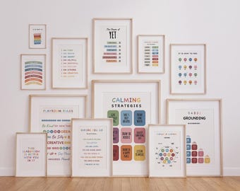 Calm Corner Posters, Classroom Decor, Growth Mindset, Affirmation Art (12 Prints)