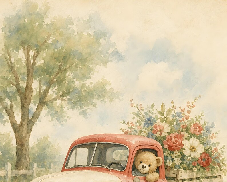 Vintage Truck Nursery Wall Art, Kids Room Decor, Playroom Print - Baby Shower Gift image 10
