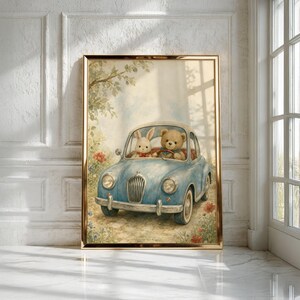 Vintage Car Nursery Wall Art, Printable Kids Room Decor, Baby Shower Gift Ideas image 3