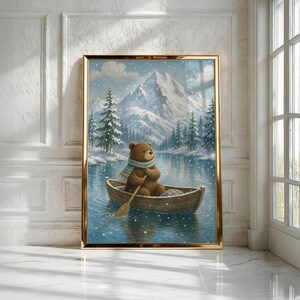 Woodland Nursery Wall Art, Winter Woodland Bear Printable, Baby Shower Gift, Kids Room Decor image 4
