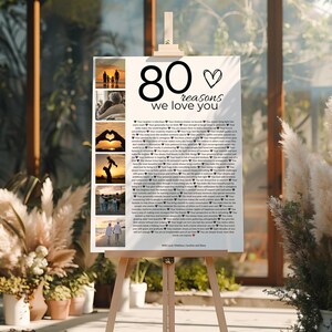 80th Birthday Photo Collage: Custom '80 Reasons' Gift, 80th Birthday Decorations (Canva Template) image 5