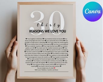 30th Birthday Gift: 30 Things We Love About You Printable (Digital Download)