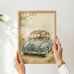 Vintage Car Nursery Wall Art, Printable Kids Room Decor, Baby Shower Gift Ideas image 6