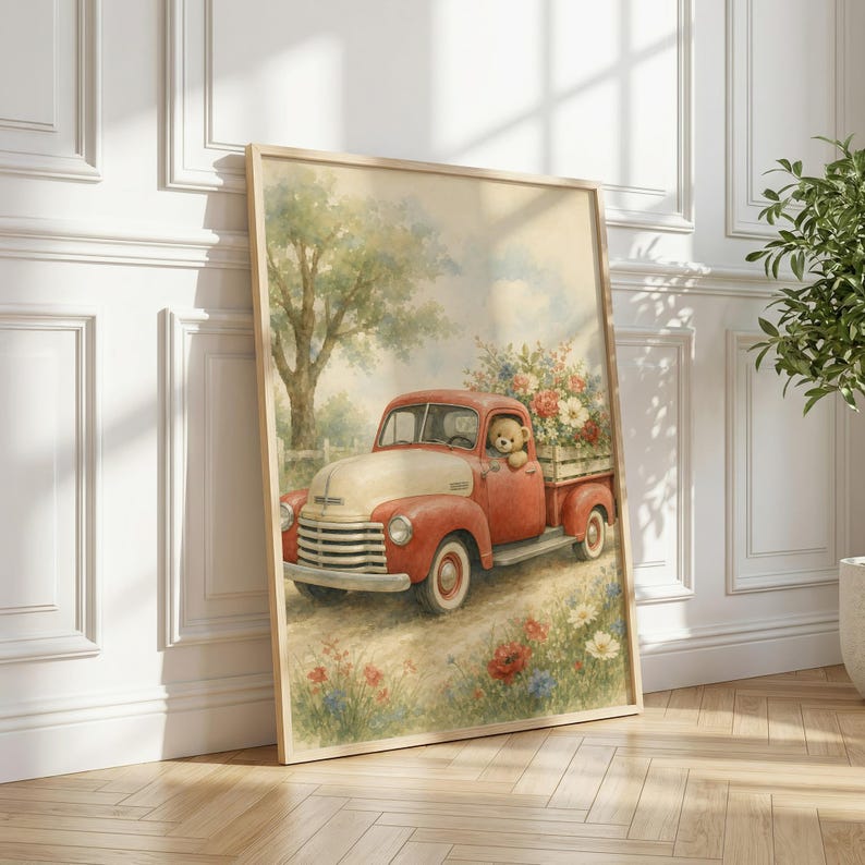 Vintage Truck Nursery Wall Art, Kids Room Decor, Playroom Print - Baby Shower Gift image 6