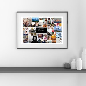 May include: A black framed photo collage with a variety of images, including people, landscapes, and cityscapes. The text "Happy 30th Birthday Michelle" is printed in white on a black background in the center of the collage.
