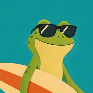 Surfing Frog Print, Whimsical Animal Nursery Wall Art (Digital Download) image 10