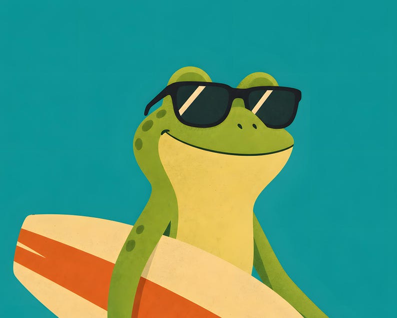 Surfing Frog Print, Whimsical Animal Nursery Wall Art (Digital Download) image 10