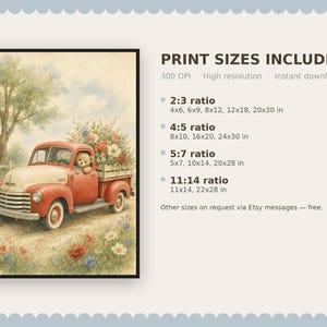 Vintage Truck Nursery Wall Art, Kids Room Decor, Playroom Print - Baby Shower Gift image 9