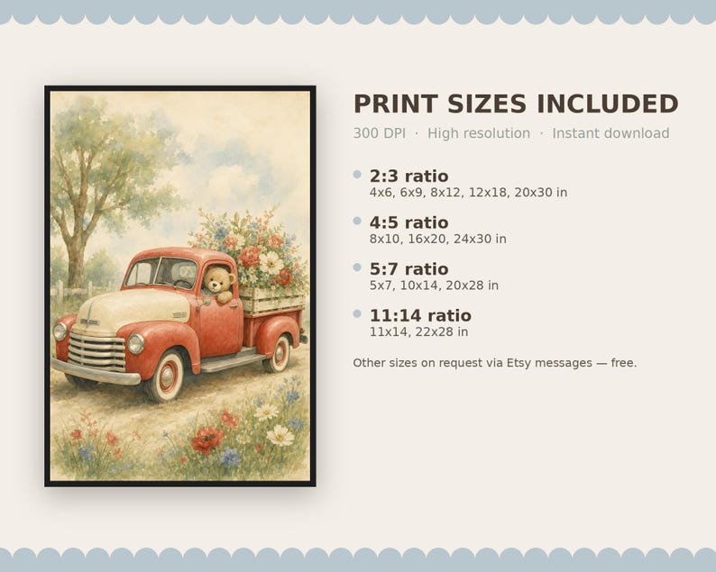 Vintage Truck Nursery Wall Art, Kids Room Decor, Playroom Print - Baby Shower Gift image 9