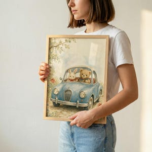 Vintage Car Nursery Wall Art, Printable Kids Room Decor, Baby Shower Gift Ideas image 4