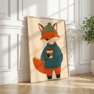 Whimsical Fox Print, Kids Room Wall Art, Animal Decor (Instant Download) image 6