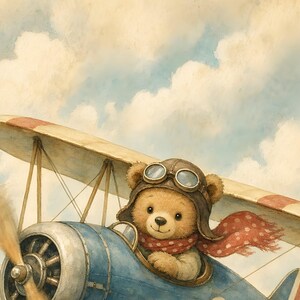 Lámina decorativa vintage de avión para habitación infantil - Decoración para habitación de niños - Descarga instantánea imagen 10