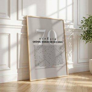 Personalisiertes Geschenk zum 70. Geburtstag – 70 Gründe warum wir dich lieben, Canva Vorlage (Download digitale) immagine 3
