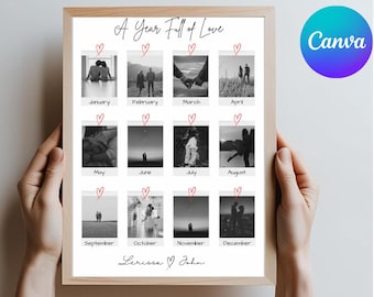 Personalized Anniversary Photo Collage: 12-Photo Gift (Digital Template)