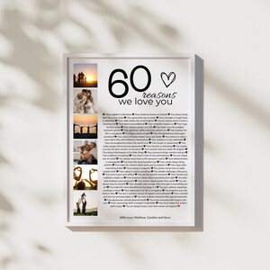 Póster "60 razones por las que te amamos": Collage de fotos personalizado (descarga digital) imagen 7