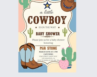 Cowboy Baby Shower Invitation: Rustic Wild West Theme (Digital Download)