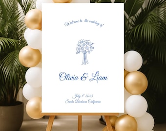 Minimalist Wedding Welcome Sign, Editable Canva Template, Custom Bridal Poster, Instant Download, Personalized Decor