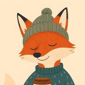 Whimsical Fox Print, Kids Room Wall Art, Animal Decor (Instant Download) image 10