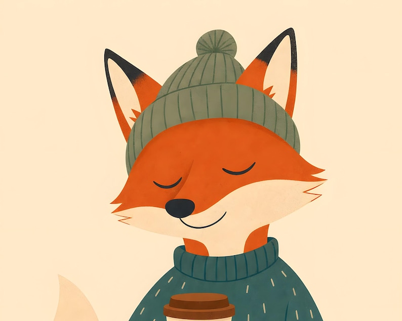 Whimsical Fox Print, Kids Room Wall Art, Animal Decor (Instant Download) image 10