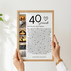 Personalisiertes Geschenk zum 40. Geburtstag – Fotocollage, 40 Gründe warum wir dich lieben, Canva Vorlage image 3