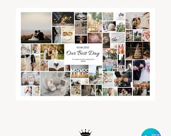 51 modelli di collage di foto: commemorazione, matrimonio, celebrazione (Canva 36x24)