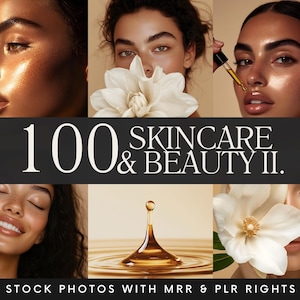 100 Skincare Stock Photo Bundle | Aesthetic Skincare & Beauty Stock Images | Esthetician Business | Woman AI Photo MRR | Medspa